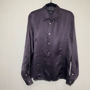 Silk Classics Women’s Deep Purple Silk Dress Shirt Button Down Size 12